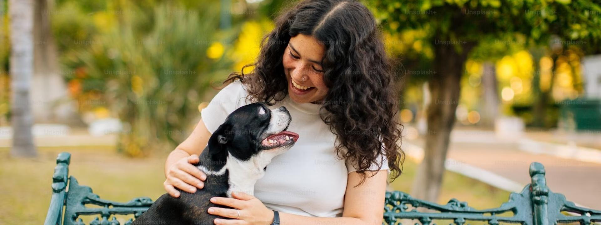 dog with owner outside 